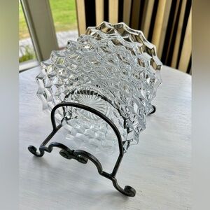 1940’S AMERICAN FOSTORIA, SET/4, 7 3/4” SALAD PLATES. CLEAR, HEAVY PRESSED GLASS